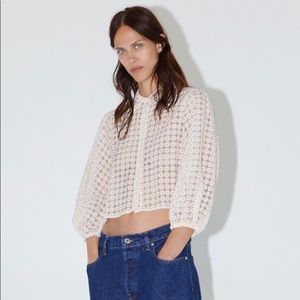 Zara Daisy print organza top NWT